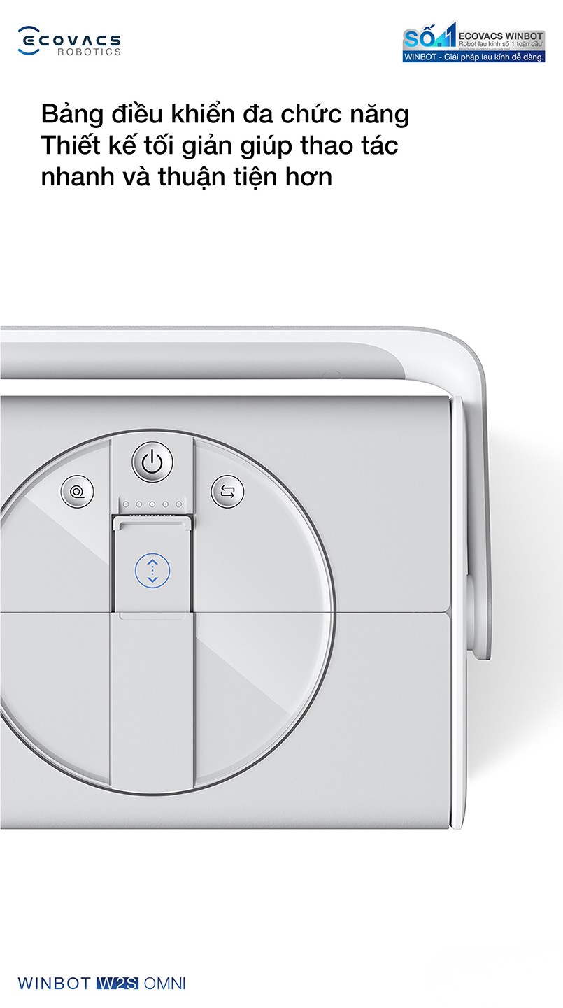 Ecovacs Winbot W2S Omni bảng điều khiển