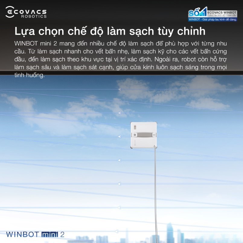 Ecovacs Winbot Mini 2 tùy chỉnh chế độ làm sạch