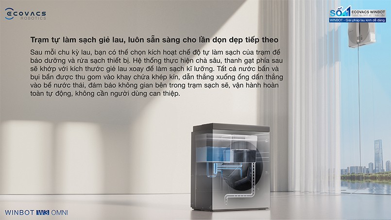 Ecovacs Winbot W3 Omni hệ thống giẻ lau