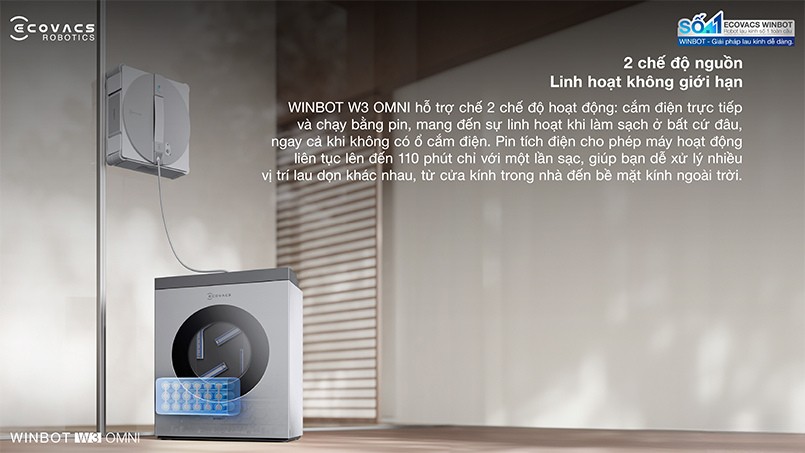Ecovacs Winbot W3 Omni linh hoạt